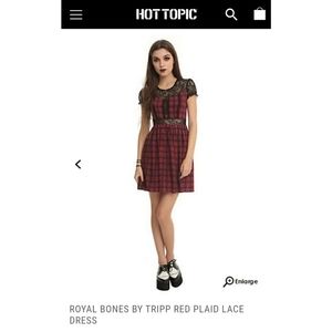 Red Plaid Royal Bones by Tripp Girls L Skater Dres